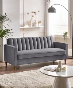 Modern 3-Seater Fabric Sofa (Grey)